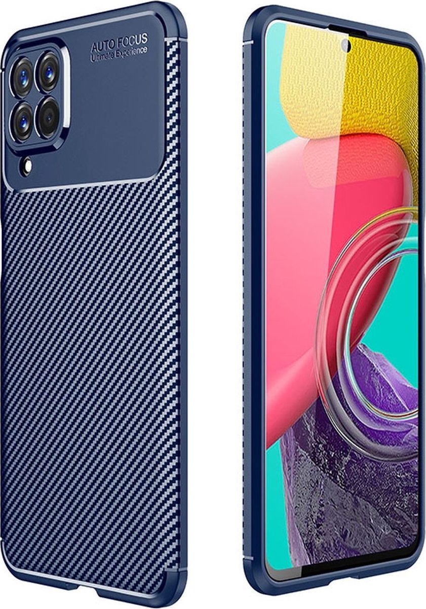 Mobigear Hoesje geschikt voor Samsung Galaxy M53 Telefoonhoesje Flexibel TPU | Mobigear Racing Backcover | Galaxy M53 Case | Back Cover - Blauw
