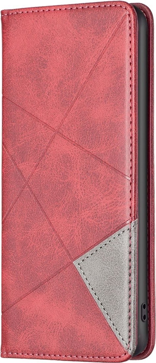 Mobigear Telefoonhoesje geschikt voor OPPO Find X5 Lite Hoesje | Mobigear Rhombus Slim Bookcase | Pasjeshouder voor 2 Pasjes | Telefoonhoesje voor Pinpas / OV Kaart / Rijbewijs - Rood