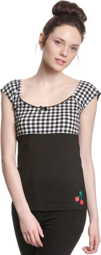 Pussy Deluxe - Plaid Evie Top - S - Zwart/Wit
