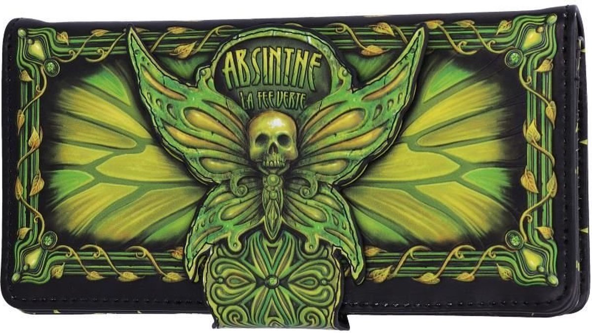 Nemesis Now Dames portemonnee met Doodskoop Nachtvlinder Absinthe La Fee Verte Groen