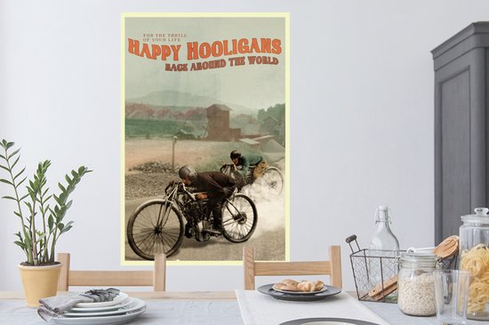 Muurstickers - Sticker Folie - Mancave - Motor - Vintage - Quote - 80x120 cm - Plakfolie - Muurstickers Kinderkamer - Zelfklevend Behang - Zelfklevend behangpapier - Stickerfolie