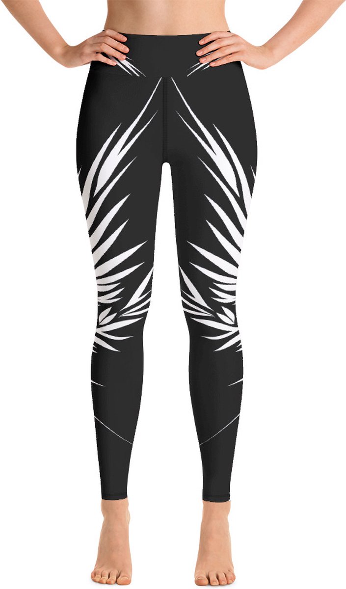 Sportlegging - design Yin Yang Power Up - High Waist - Dry Fit - High Performance - 4way stretch- unieke print - UPF 50+ - Hardloop - Yoga - Fitness - Dans - Pilates - Training - sportbroek - zwart wit - maat S — afbeelding 2