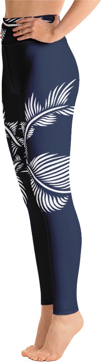 Sportlegging - design Lines 4 Peace - High Waist - Dry Fit - High Performance - 4way stretch - unieke print - UPF 50+ - Hardloop - Yoga - Fitness - Dans - Pilates - Training - sportbroek - marine blauw wit- dames- maat XL