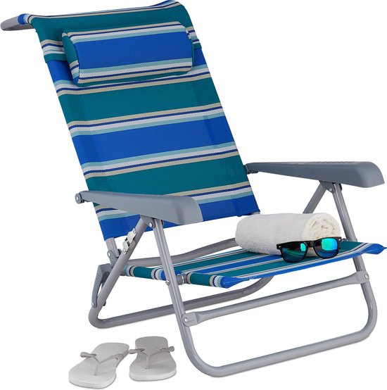 Relaxdays strandstoel opvouwbaar - armleuningen- klapstoel - relaxstoel -  campingstoel | bol.com