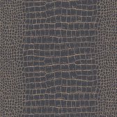 Dieren patroon behang Profhome 371003-GU vliesbehang licht gestructureerd met exotisch patroon glanzend goud zwart 5,33 m2