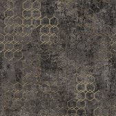 Grafisch behang Profhome 374246-GU vliesbehang licht gestructureerd design glanzend zwart goud 5,33 m2