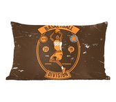 Coussins décoratifs - Oreillers Salon - 50x30 cm - Mancave - Basketbal - Rétro - Oranje - Zwart