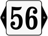 Huisnummerbord klassiek - huisnummer 56 - 16 x 12 cm - wit - schroeven  - nummerbord  - voordeur