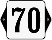 Huisnummerbord klassiek - huisnummer 70 - 16 x 12 cm - wit - schroeven - nummerbord - voordeur