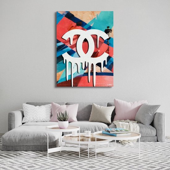 Peinture sur toile de Luxe Chanel | 60 x 90 | Salle de séjour | Chambre à coucher | Bureau | Musique | Design | Art | Moderne | ** 4 CM D'ÉPAISSEUR ! EFFET 3D**