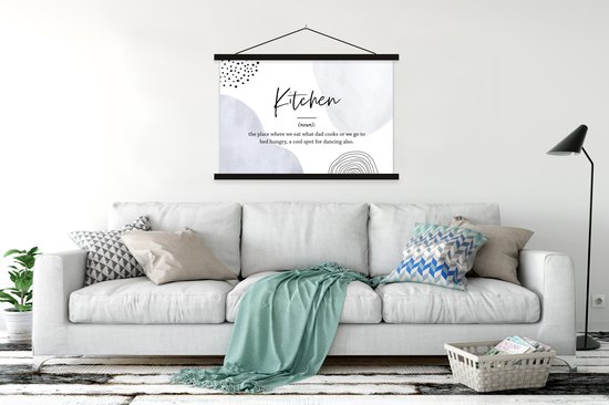 Posterhanger incl. Poster 150x100 cm - Schoolplaat - Spreuken - Kitchen - Papa - Quotes - Keuken definitie - Textielposter - Zwarte latten