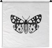 Tapisserie - Toile murale - Papillon - Botanique - Vintage - Zwart et blanc - 60x60 cm - Tapisserie