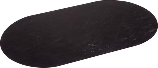Voerbak Placemat DOGA - Voermat Hond en Kat- Antislip - Waterafstotend - Zwart - Vegan Leer - 30 x 63 cm - Maat S