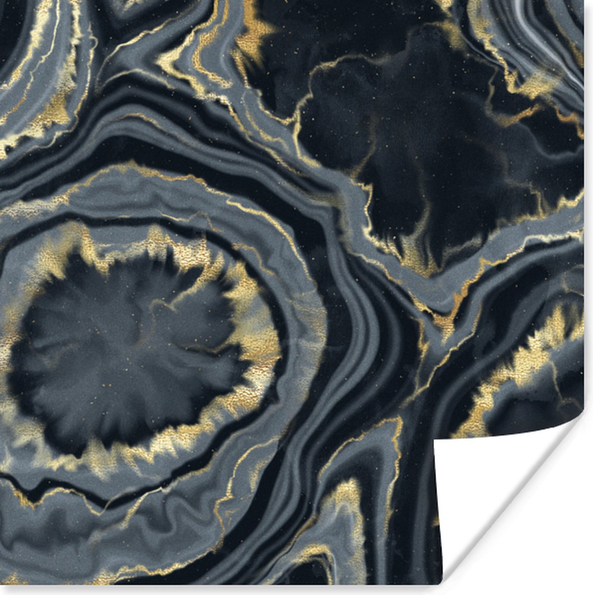 Poster Geode - Goud - Marmer - Stenen - 75x75 cm