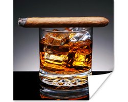 Poster Whiskey - Sigaar - Glas - 75x75 cm