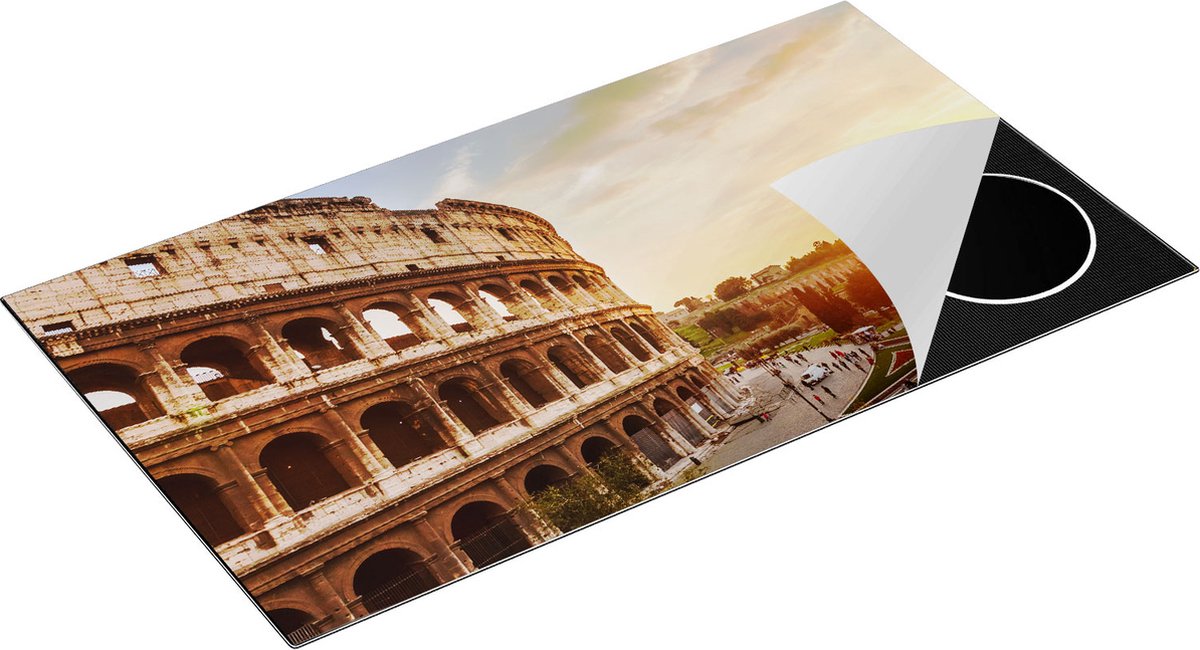 Chefcare Inductie Beschermer Colosseum bij Zonsondergang in Italïe - 95x50 cm - Afdekplaat Inductie - Kookplaat Beschermer - Inductie Mat