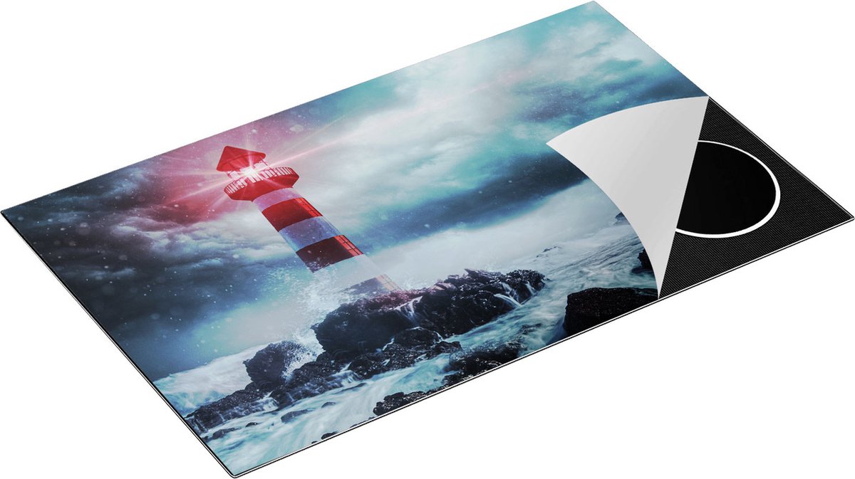Chefcare Inductie Beschermer Vuurtoren tijdens een Storm - 85x50 cm - Afdekplaat Inductie - Kookplaat Beschermer - Inductie Mat