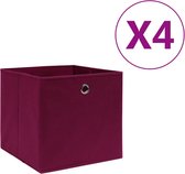 vidaXL - Opbergboxen - 4 - st - 28x28x28 - cm - nonwoven - stof - donkerrood