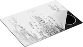 Chefcare Inductie Beschermer Paarse Lavendel Bloemen - Zwart Wit - 75x50 cm - Afdekplaat Inductie - Kookplaat Beschermer - Inductie Mat
