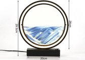 Polaza® 3D Zandloper - Zandlandschap - Moderne Bewegende Zandkunst - Kunst & Decoratie - Tafellamp - 26x29 Centimeter - Blauw