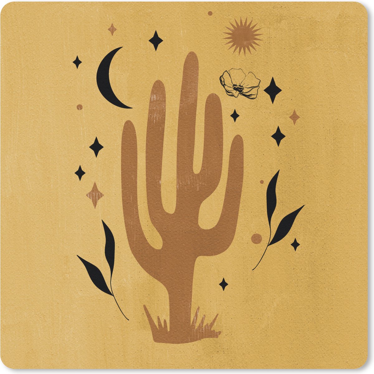 Muismat 30x30 cm - Mousepad Cactus - Vintage - Bohemian - Ruimte - Muismatten
