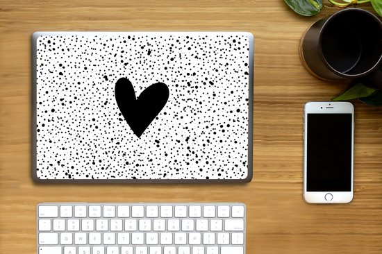 Laptop sticker - 13.3 inch - Hartje - Design - Wit - 31x22,5cm - Laptopstickers - Laptop skin - Cover