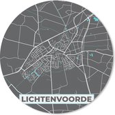 Muismat - Mousepad - Rond - Lichtenvoorde - Plattegrond - Stadskaart - Kaart - 30x30 cm - Ronde muismat