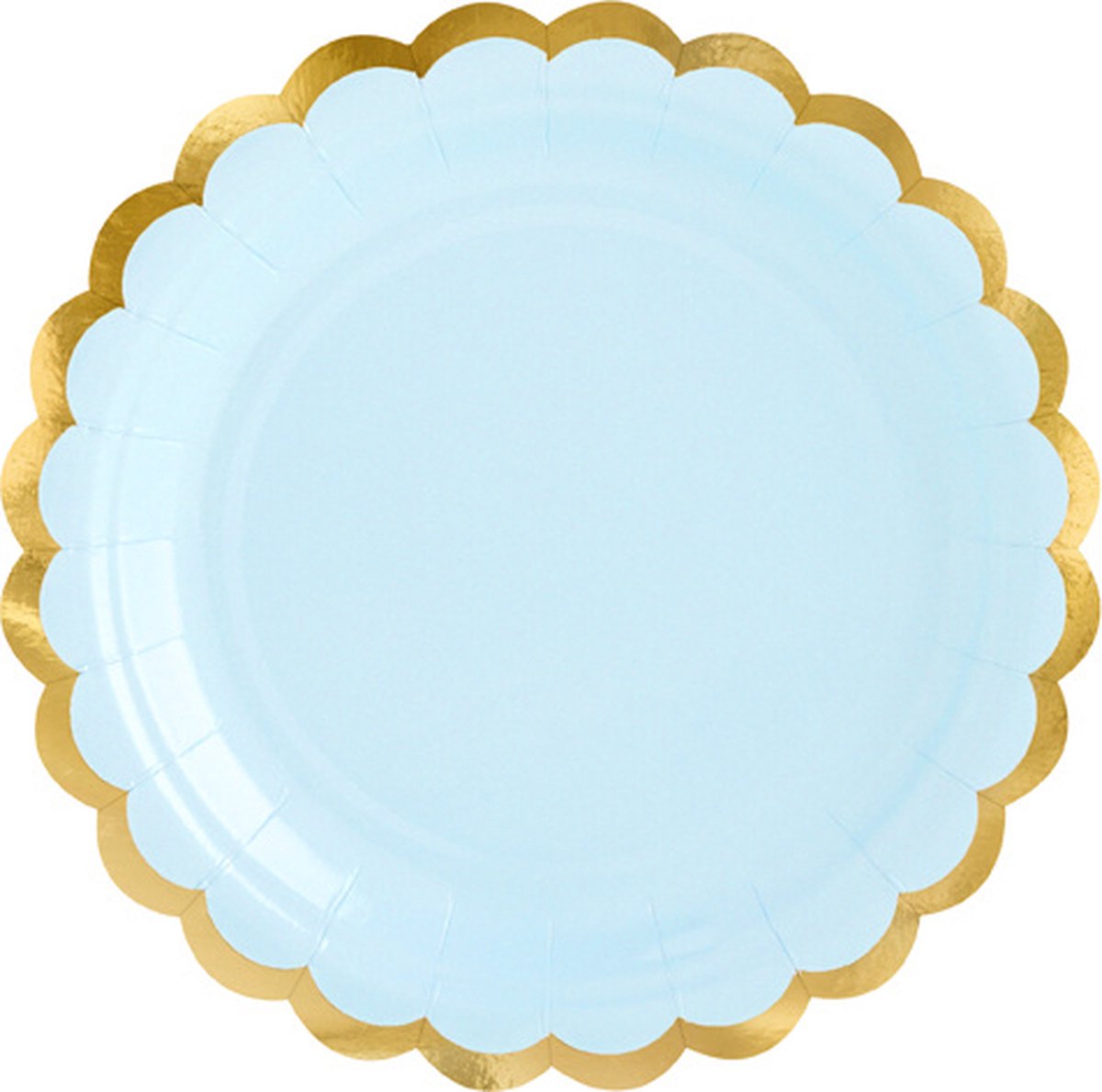 Papieren Gebaksborden - Blauw met metallic gouden randje (6 stuks) - Partydeco