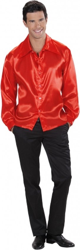 Rood satijnen shirt voor heren M | bol.com