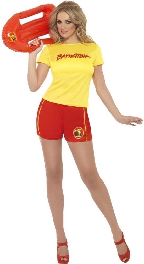 Baywatch kostuum / verkleedpak - dames - carnavalskleding lifeguard - geel/rood - Pamela 44/46