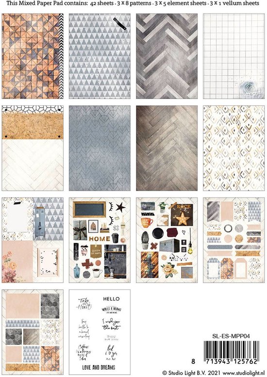 Studio Light Essentials mixed paper pad pattern paper Nr.4 bol