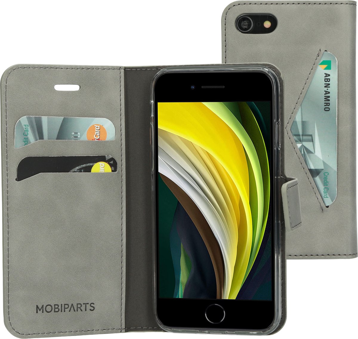 Apple iPhone 8 Hoesje - Mobiparts - Classic Wallet Serie - Kunstlederen Bookcase - Grijs - Hoesje Geschikt Voor Apple iPhone 8