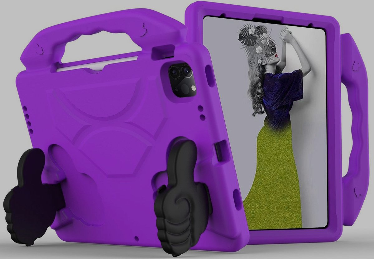 Mobigear Thumbs Up Tablethoes geschikt voor Apple iPad Pro 11 (2021) Kinder Tablethoes met Handvat - Paars