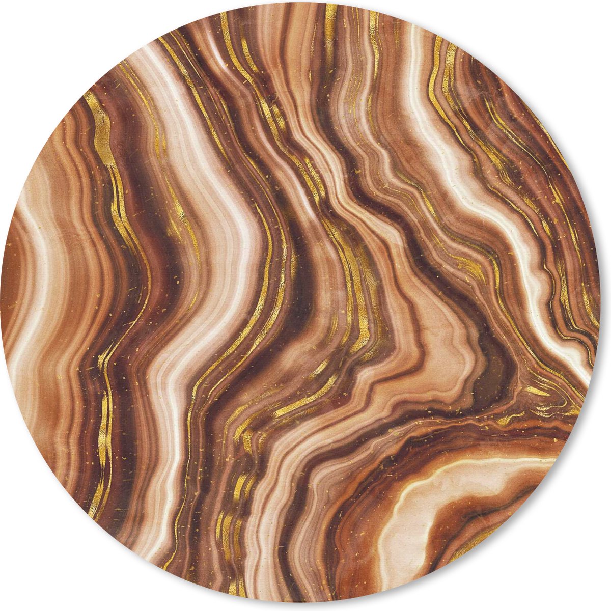 Muismat rond 30x30 cm - Mousepad Marmer - Gouden - Bruin - Ronde muismatten