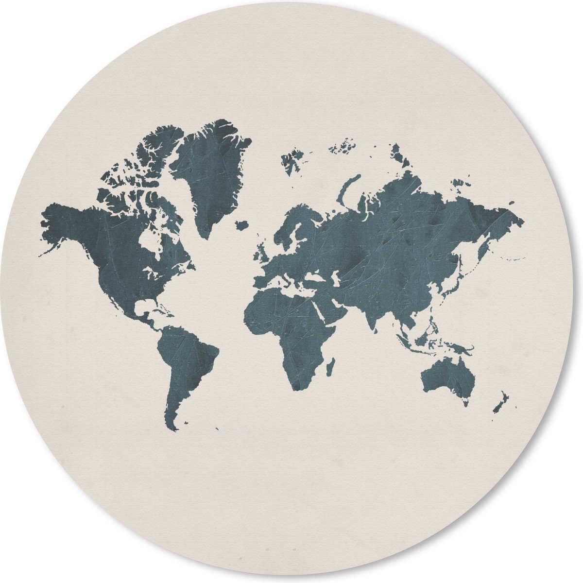 Muismat rond 50x50 cm - Mousepad Wereldkaart - Marmer print - Blauw - Ronde muismatten