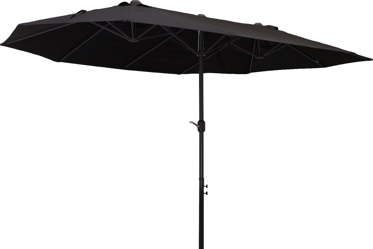 Outsunny dubbele parasol, tuinparasol, marktparasol, terrasparasol met handkruk, ovaal, 460 x 270 x 240 cm, groen