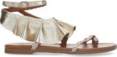 Manfield - Dames - Gouden metallic leren sandalen - Maat 38
