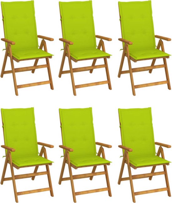 vidaXL Chaises de jardin de jardin 6 pièces Pliables avec coussins vidaXL massif