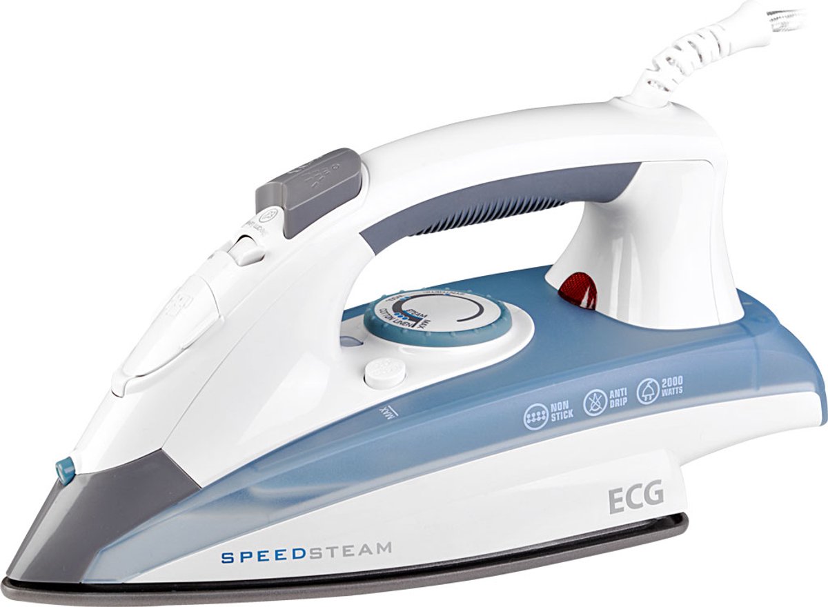 ECG NZ 190 - Stoomstrijkijzer - ANTI-DRIP - water ANTICALC - 2000 W,