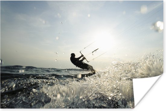 Poster Kitesurf personne 120x80 cm - Tirage photo sur Poster (décoration murale salon / chambre)