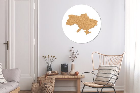 Illustration de l'Ukraine en liège Assiette en plastique cercle mural ⌀ 90 cm - impression photo sur cercle mural / cercle vivant (décoration murale)