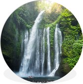 WallCircle - Wandcirkel ⌀ 90 - Indonesië - Waterval - Berg - Ronde schilderijen woonkamer - Wandbord rond - Muurdecoratie cirkel - Kamer decoratie binnen - Wanddecoratie muurcirkel - Woonaccessoires