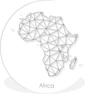 WallCircle - Wandcirkel ⌀ 60 - Kaart - Afrika - Line Art - Ronde schilderijen woonkamer - Wandbord rond - Muurdecoratie cirkel - Kamer decoratie binnen - Wanddecoratie muurcirkel - Woonaccessoires