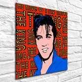 Pop Art Elvis Presley Acrylglas - 100 x 100 cm op Acrylaat glas + Inox Spacers / RVS afstandhouders - Popart Wanddecoratie