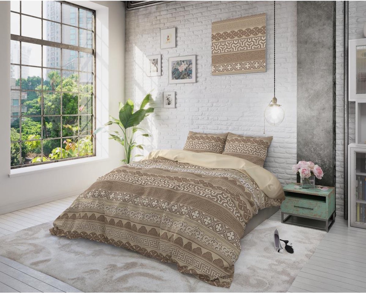 Asian Lace 1-persoons katoen blended dekbedovertrekset 135x200cm taupe