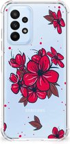 Anti Shock hybrid Case Geschikt voor Samsung Galaxy A23 Telefoon Hoesje met doorzichtige rand Blossom Red