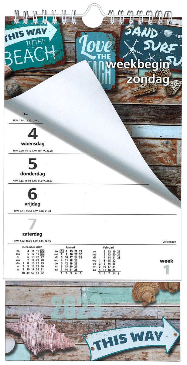 MGPcards - XL Minikalender 2023 - Week begint op Zondag - Beach