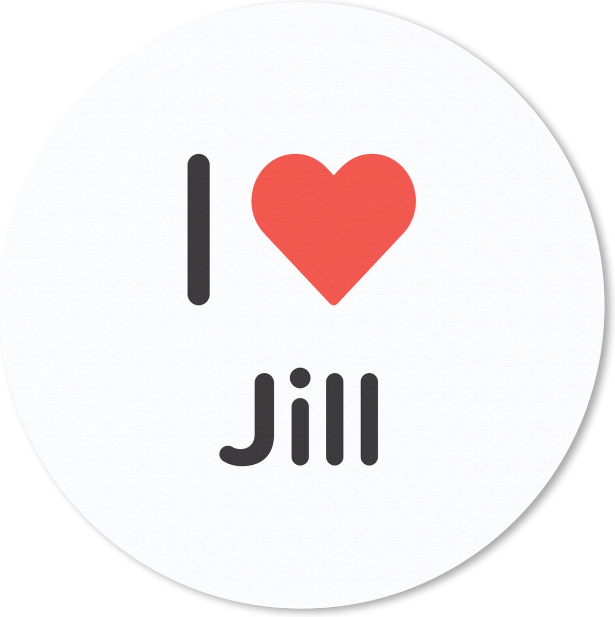 Muismat rond 30x30 cm - Mousepad I love - Jill - Meisje - Ronde muismatten