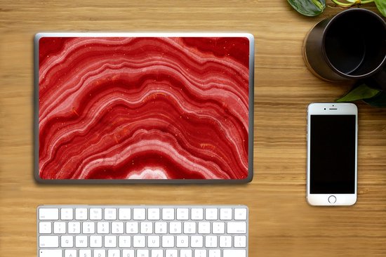 Laptop sticker - 11.6 inch - Agaat - Rood - Edelsteen - Abstract - 30x21cm - Laptopstickers - Laptop skin - Cover