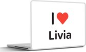 Laptop sticker - 17.3 inch - I love - Livia - Meisje - 40x30cm - Laptopstickers - Laptop skin - Cover